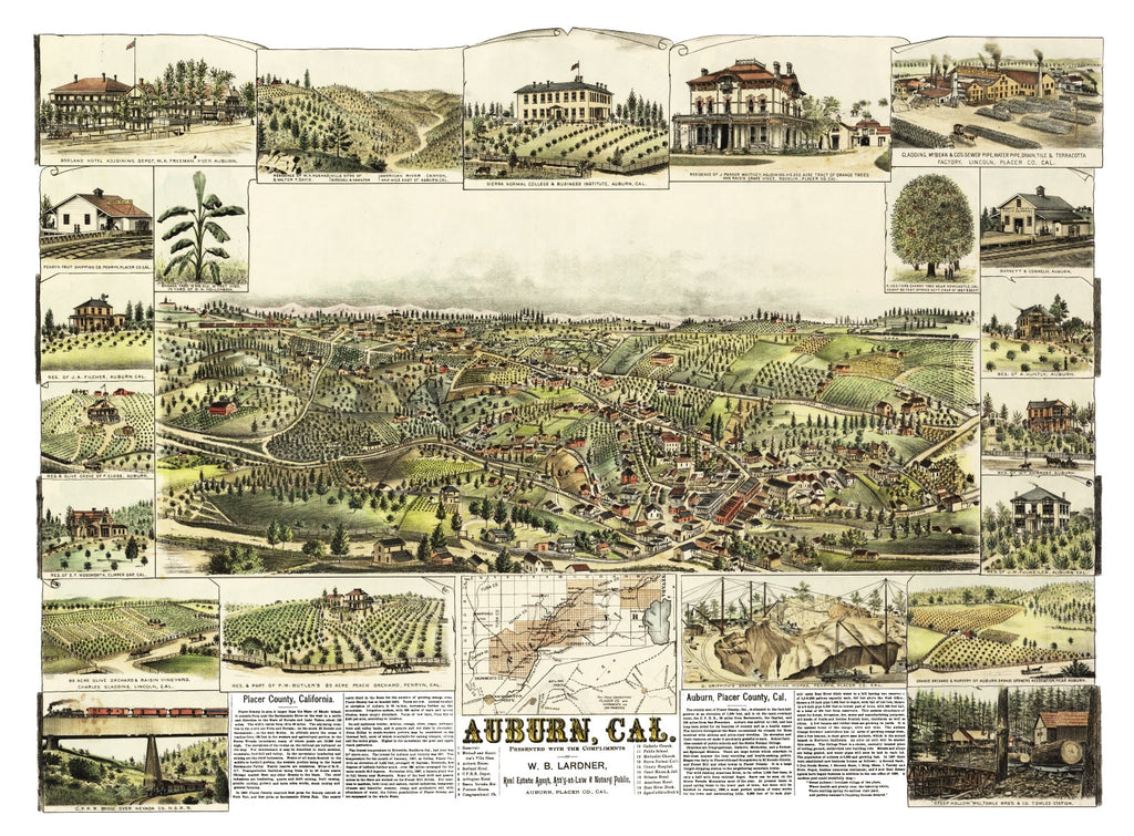 Vintage Map of Auburn, California 1887