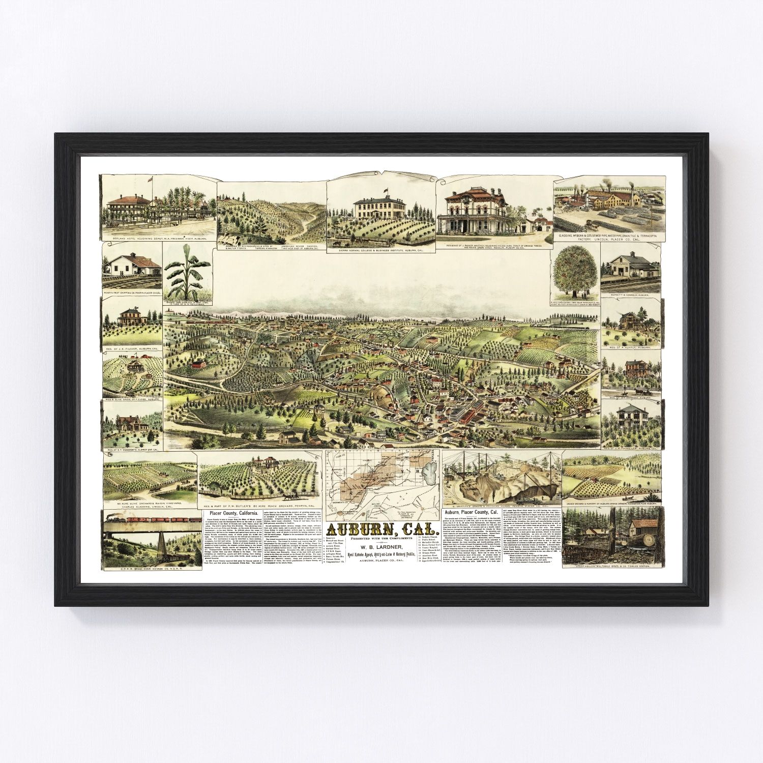 Vintage Map of Auburn, California 1887