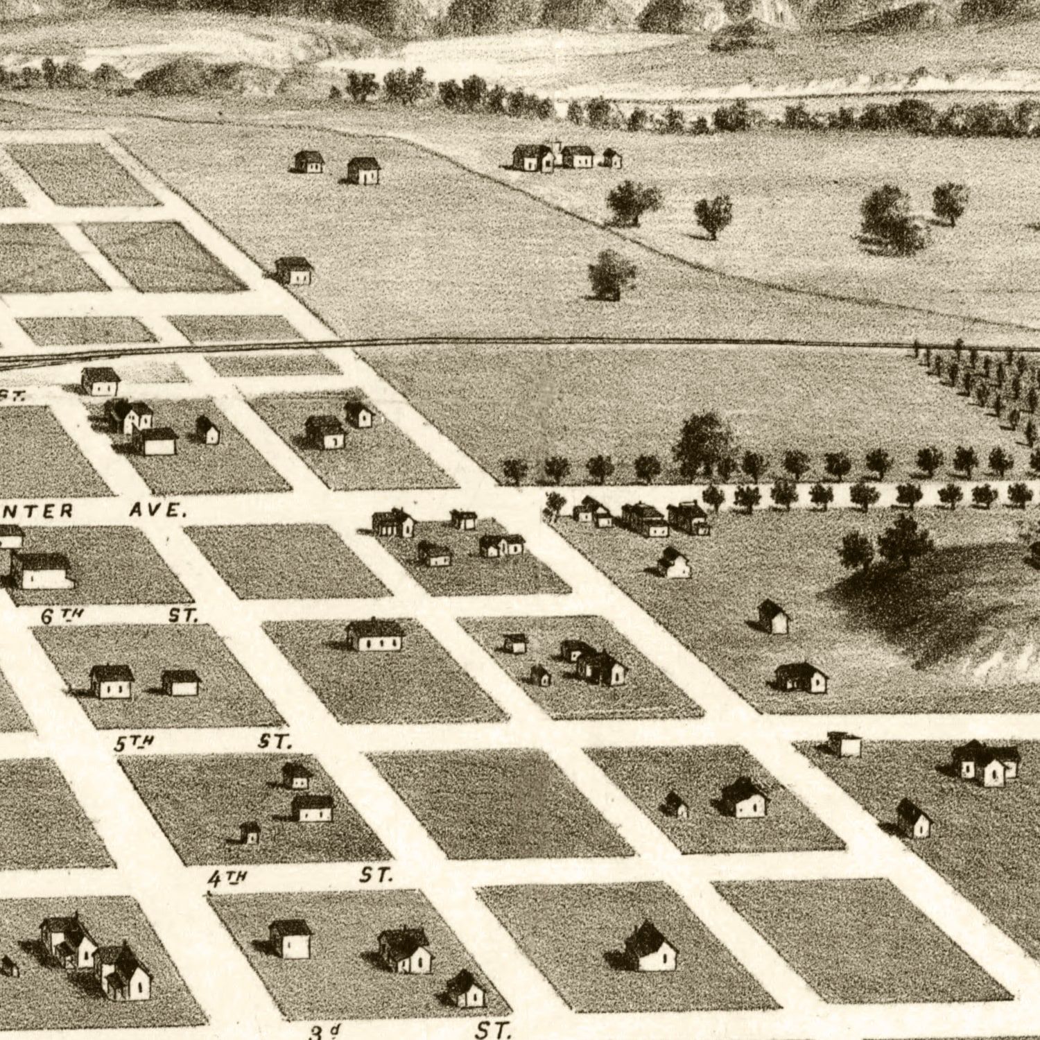Vintage Map of Azusa, California 1887