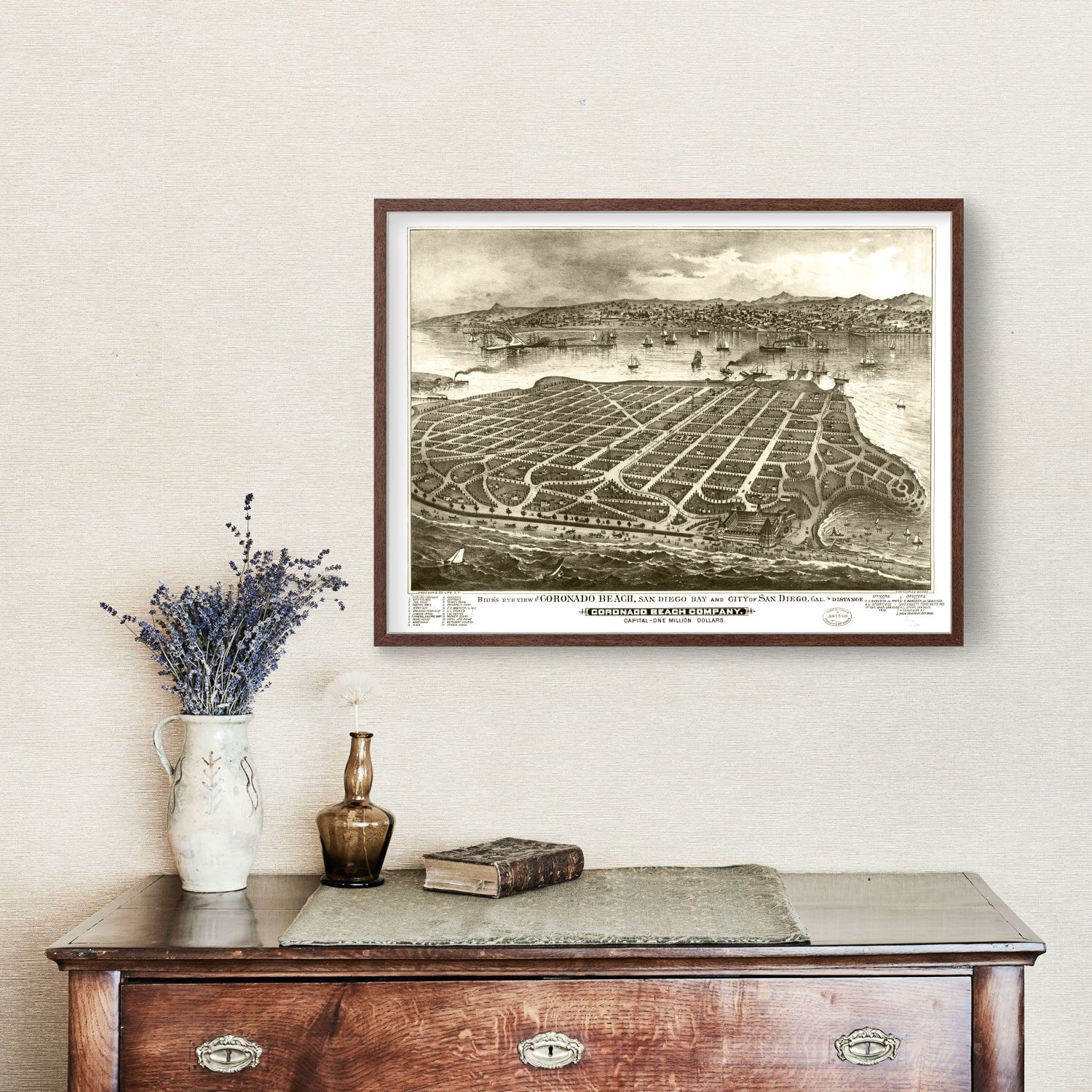 Vintage Map of San Diego, California 1880