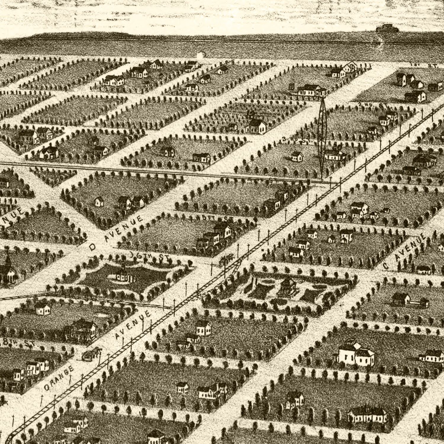 Vintage Map of San Diego, California 1880