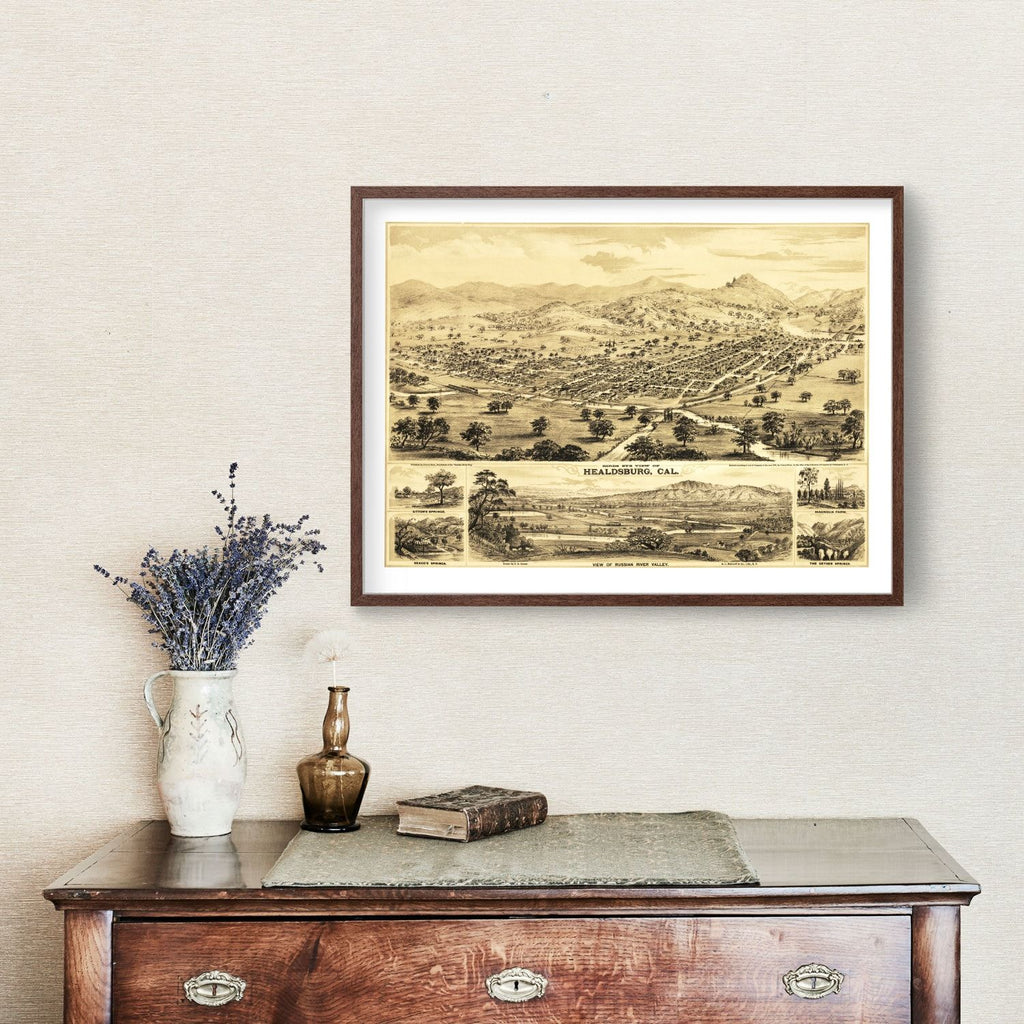Vintage Map of Healdsburg, California 1876