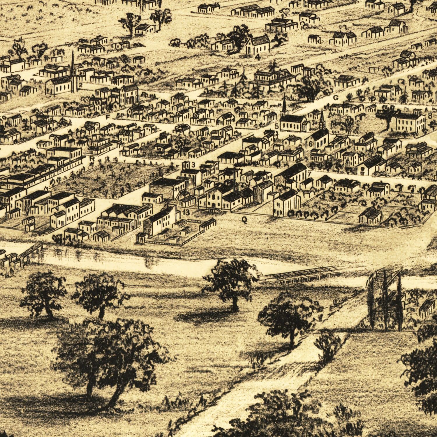 Vintage Map of Healdsburg, California 1876