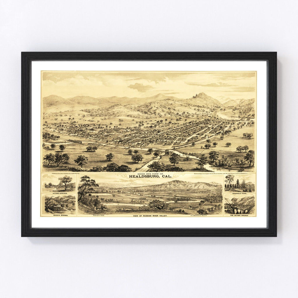 Vintage Map of Healdsburg, California 1876