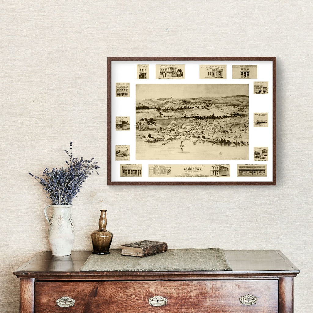 Vintage Map of Lakeport, California 1888