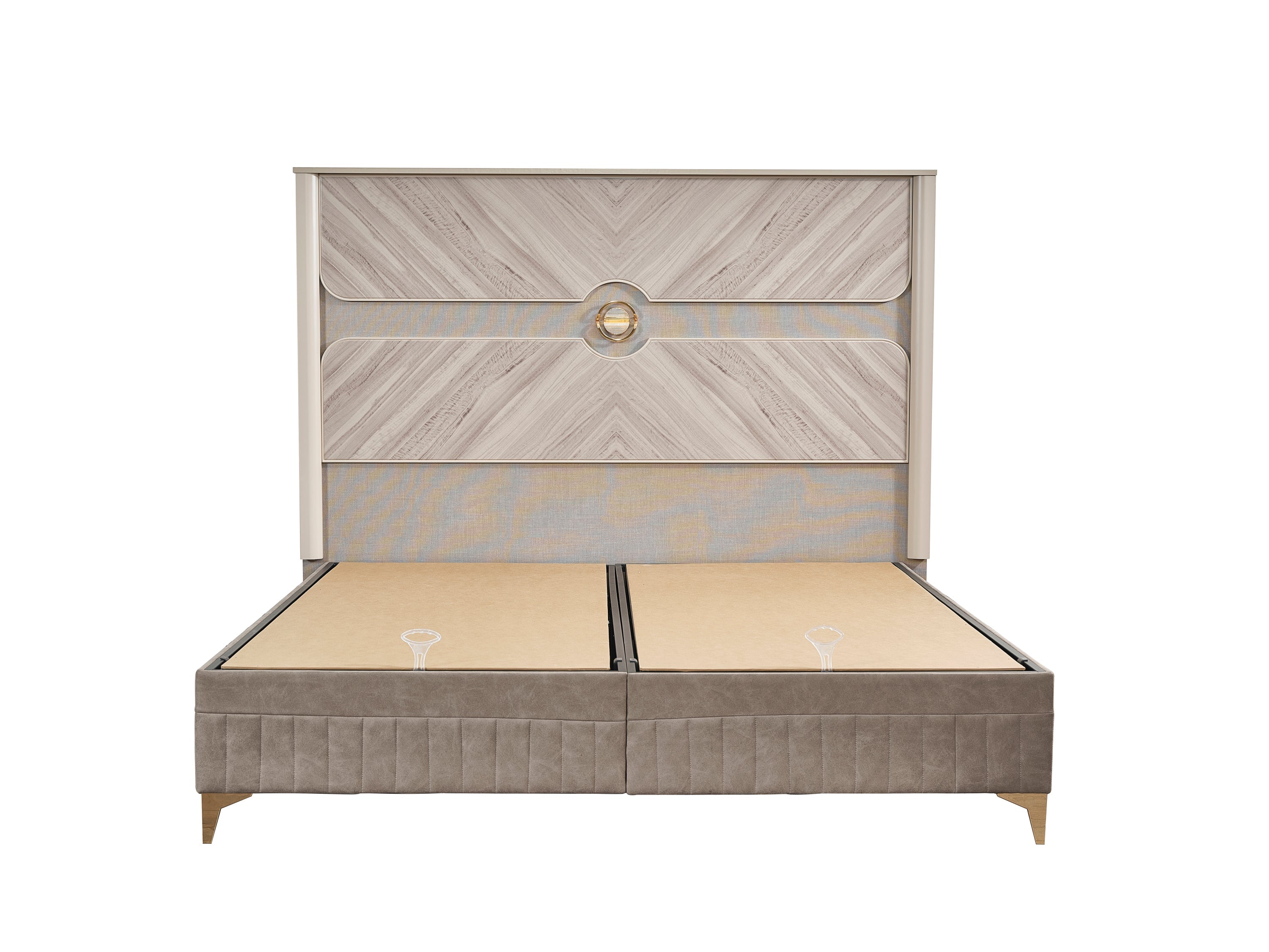 Eternity Traditional Style 5 Pc Queen Bedroom Set Made with Wood and Gold Accents in Beige(NJ INVENTORY)
