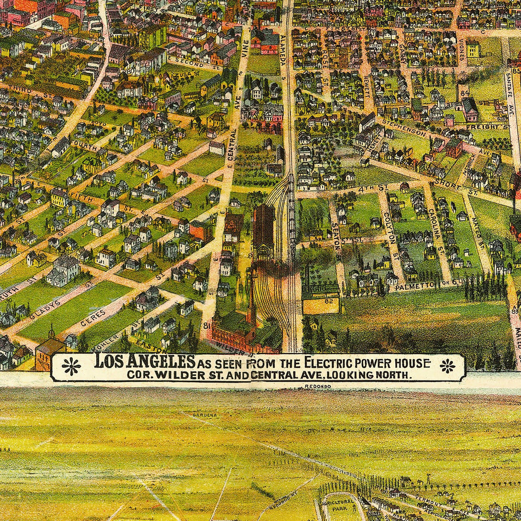 Vintage Map of Los Angeles, California 1894