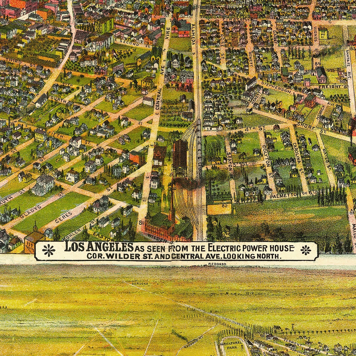 Vintage Map of Los Angeles, California 1894