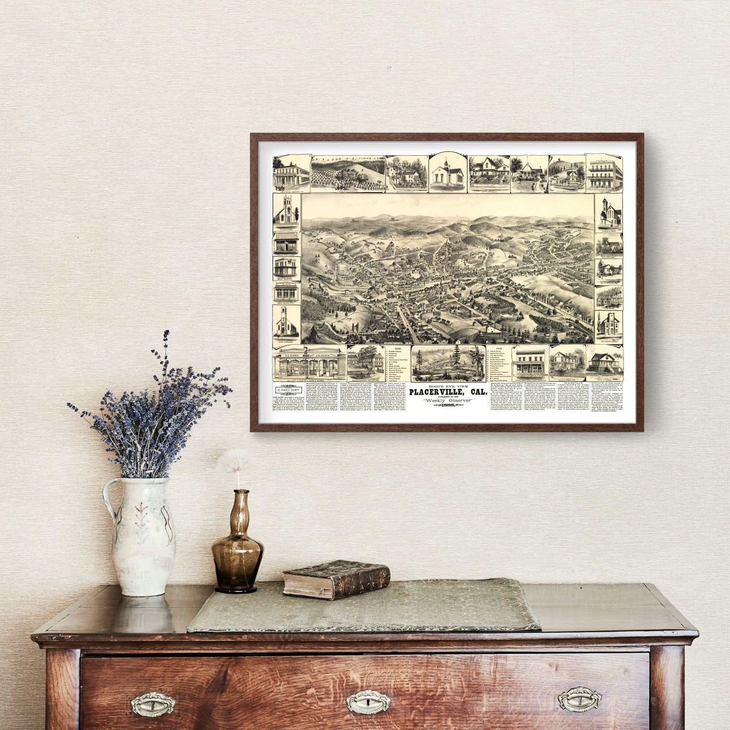 Vintage Map of Placerville, California 1888