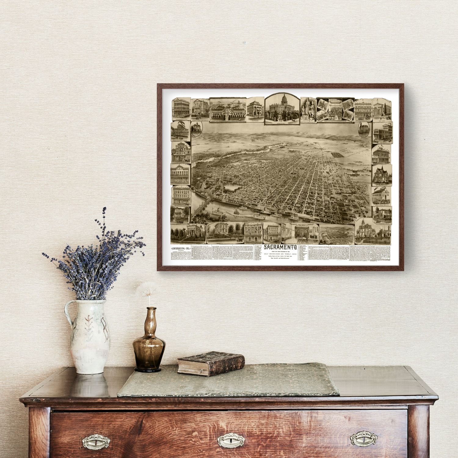 Vintage Map of Sacramento, California 1890