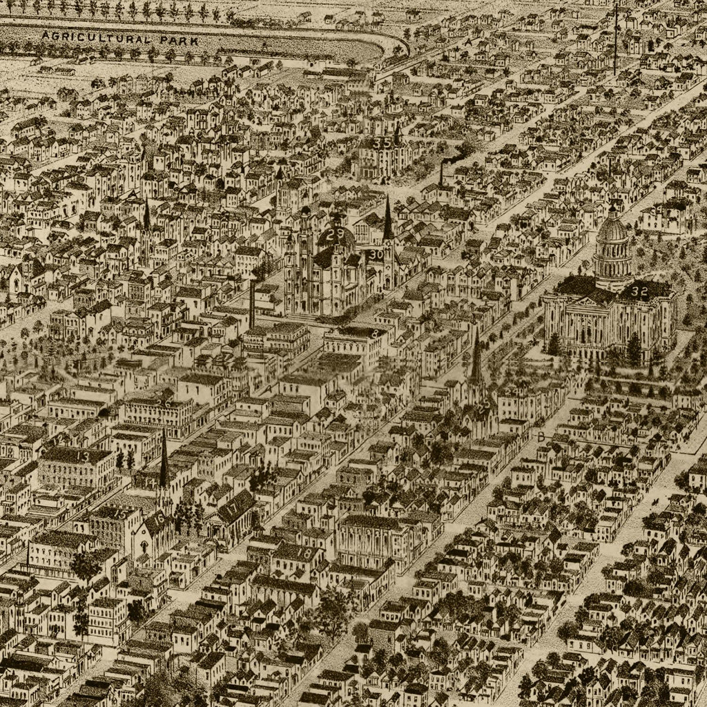 Vintage Map of Sacramento, California 1890