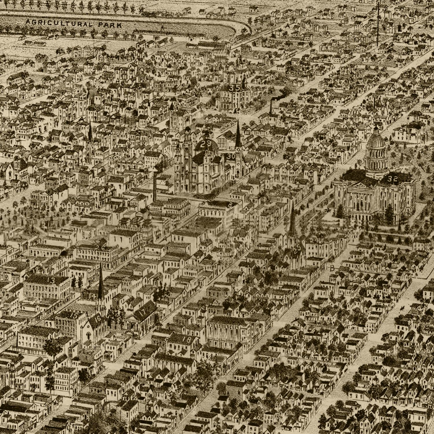 Vintage Map of Sacramento, California 1890