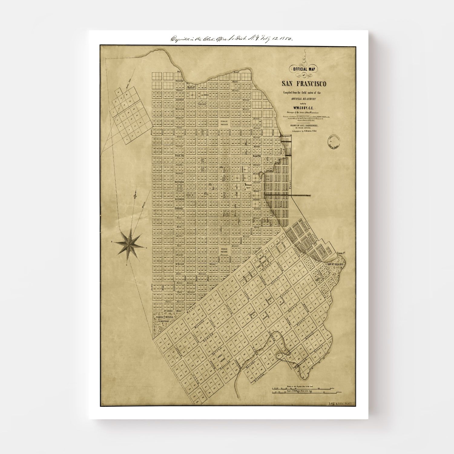 Vintage Map of San Francisco, California 1849