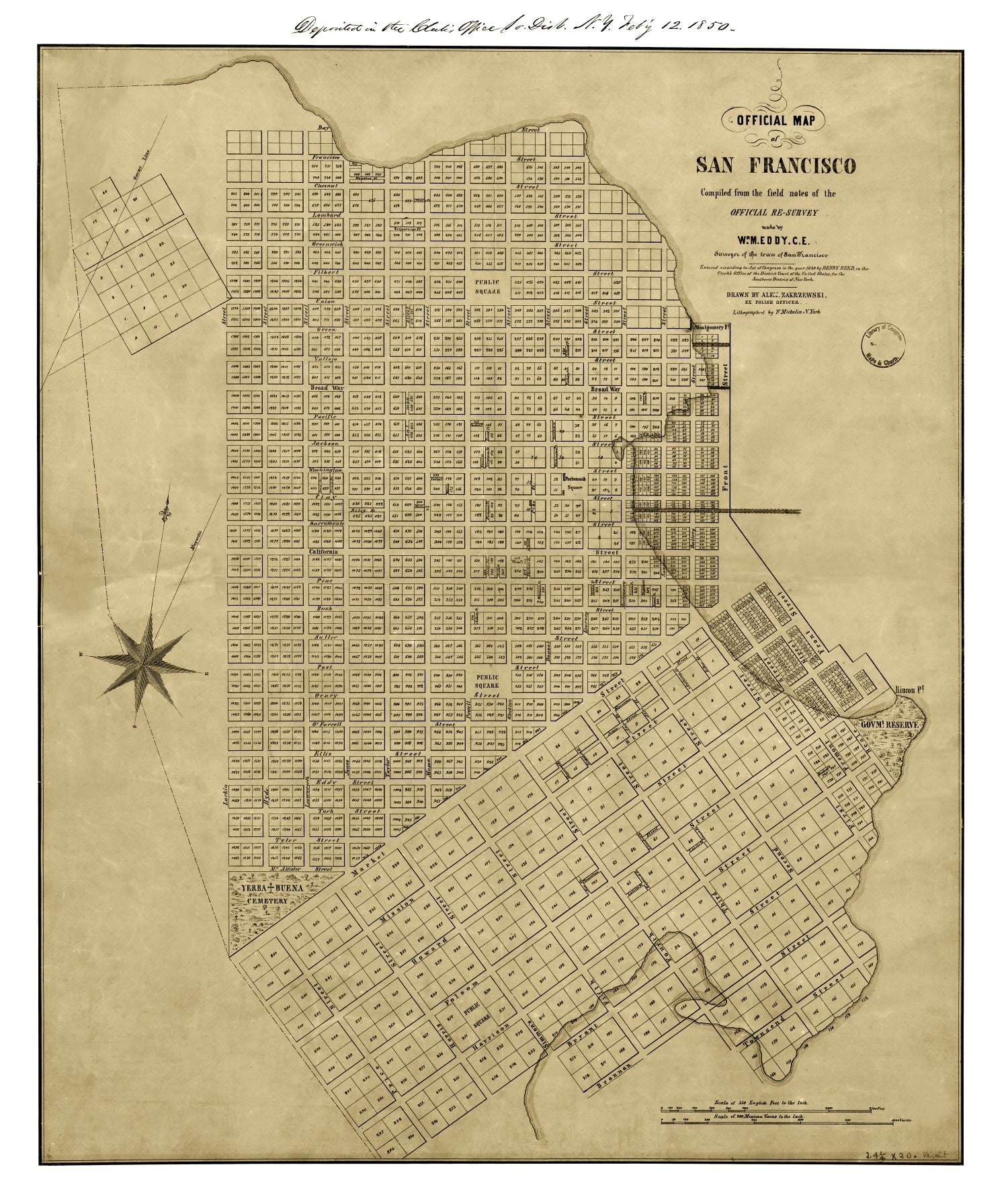Vintage Map of San Francisco, California 1849