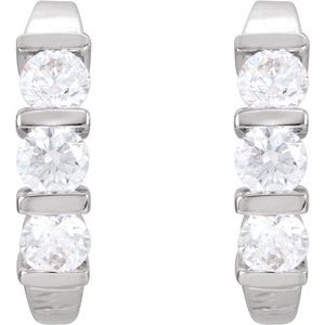 14K White Gold 1 1/2 CTW Natural Diamond J-Hoop Earrings – image 2