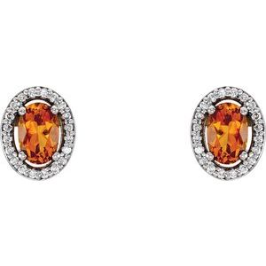 14K White Gold Natural Citrine & 1/10 CTW Natural Diamond Earrings – image 2