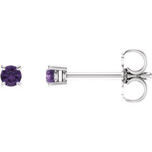 14K White Gold 2.5 mm Natural Amethyst Earrings
