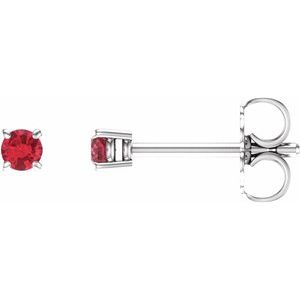14K White Gold 2.5 mm Natural Ruby Earrings