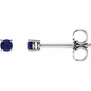 14K White Gold 2.5 mm Natural Blue Sapphire Earrings