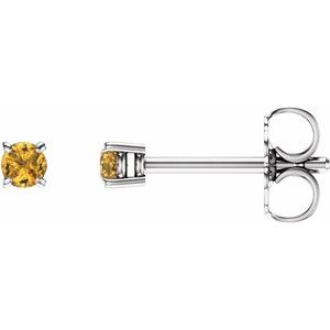 14K White Gold 2.5 mm Natural Yellow Sapphire Earrings