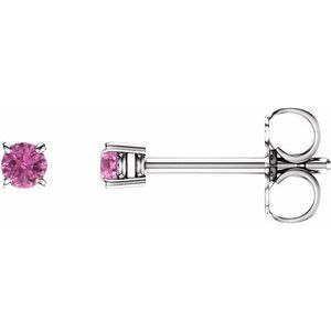 14K White Gold 2.5 mm Natural Pink Sapphire Earrings