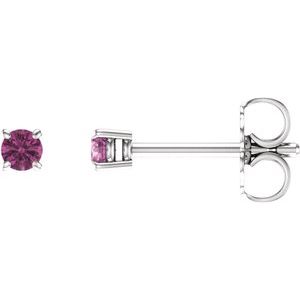 14K White Gold 2.5 mm Natural Pink Tourmaline Earrings