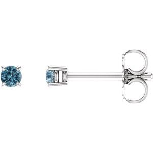 14K White Gold 2.5 mm Natural Sky Blue Topaz Earrings