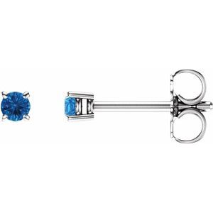 14K White Gold 2.5 mm Natural Swiss Blue Topaz Earrings