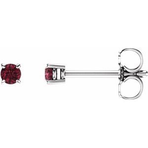 14K White Gold 2.5 mm Natural Mozambique Garnet Earrings