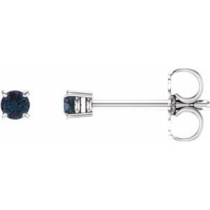 Sterling Silver 4 mm Lab-Grown Alexandrite Earrings