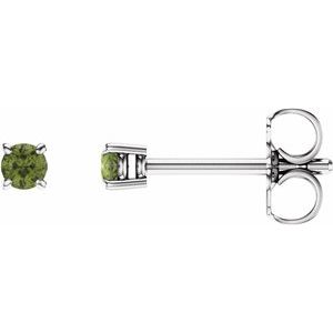 14K White 2.5 mm Natural Peridot Earrings