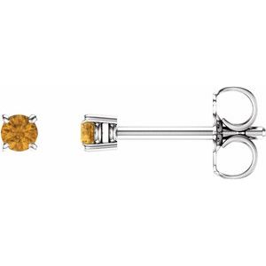 14K White Gold 2.5 mm Natural Citrine Earrings