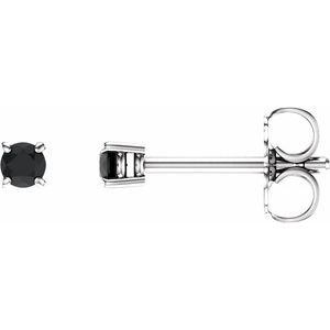 14K White Gold 2.5 mm Natural Black Onyx Earrings