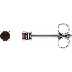 14K White Gold 2.5 mm Natural Smoky Quartz Earrings
