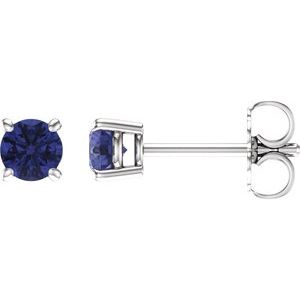 14K White Gold 4 mm Natural Tanzanite Earrings