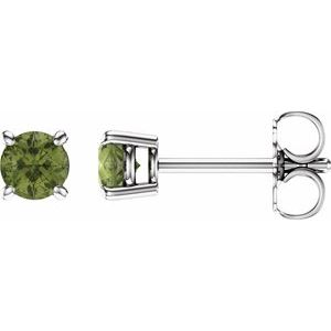 14K White Gold 4 mm Natural Peridot Earrings
