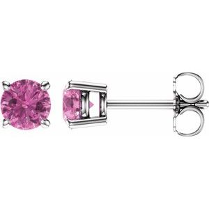 14K White Gold 5 mm Natural Pink Sapphire Earrings