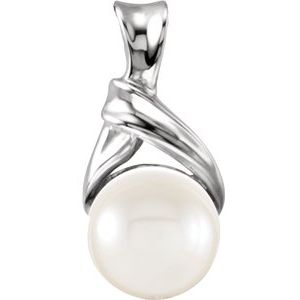 Platinum Cultured Akoya Pearl Freeform Pendant