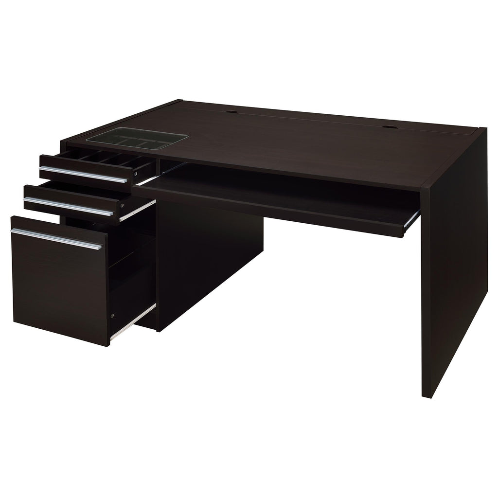 Halston Cappuccino 3-Drawer Office Computer Desk