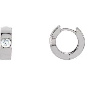 14K White Gold 1/2 CTW Natural Diamond Hinged Hoop Earrings