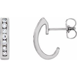14K White Gold 1/4 CTW Natural Diamond J-Hoop Earrings