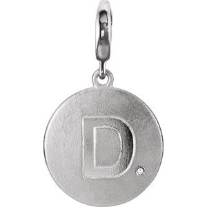 Sterling Silver .005 CT Natural Diamond Initial D Charm/Pendant