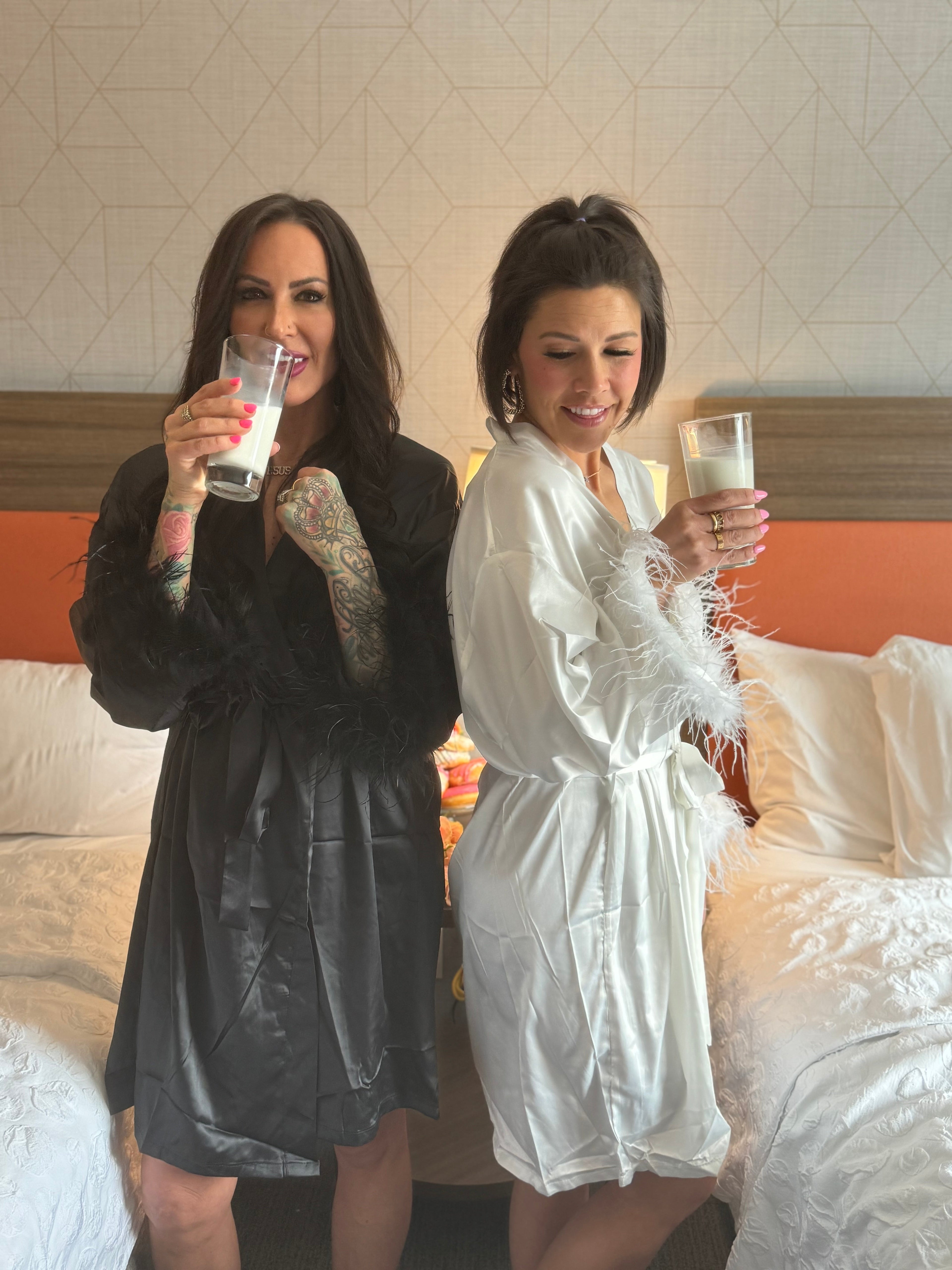 Boujee feather silk robe