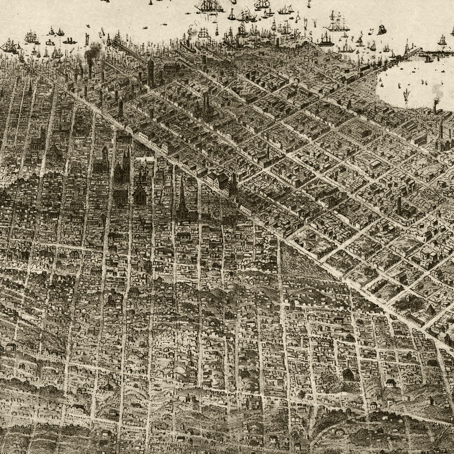 Vintage Map of San Francisco, California 1868