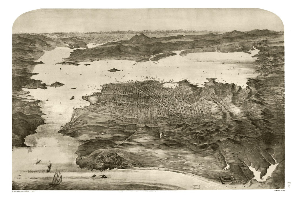 Vintage Map of San Francisco, California 1868