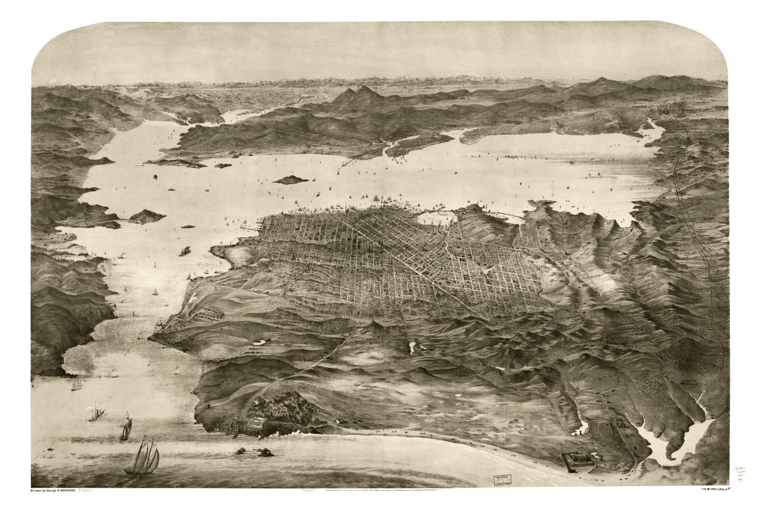 Vintage Map of San Francisco, California 1868