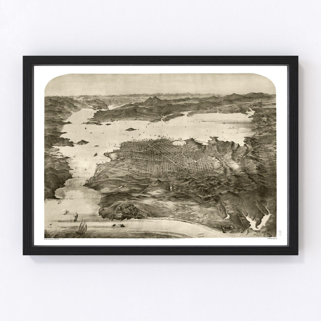 Vintage Map of San Francisco, California 1868