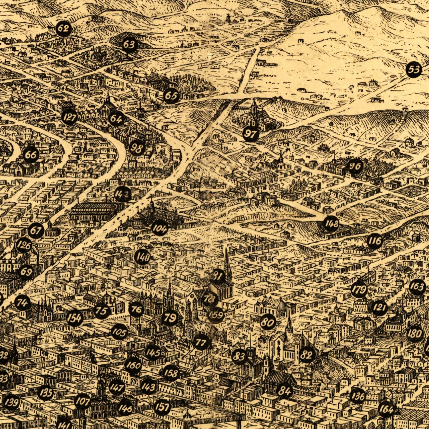 Vintage Map of San Francisco, California 1875