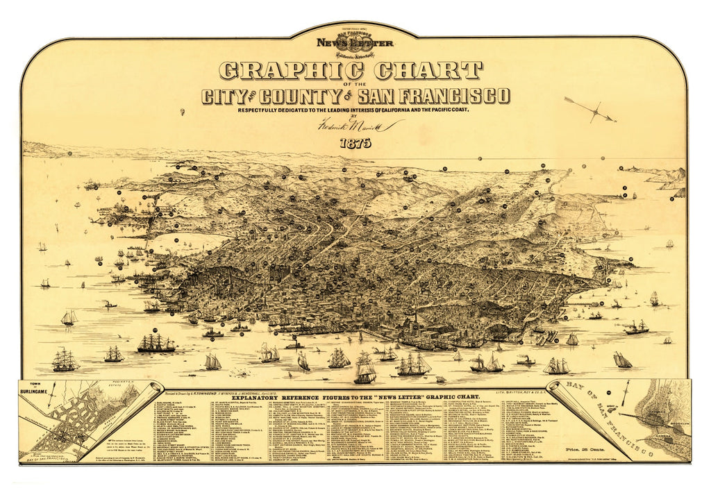 Vintage Map of San Francisco, California 1875