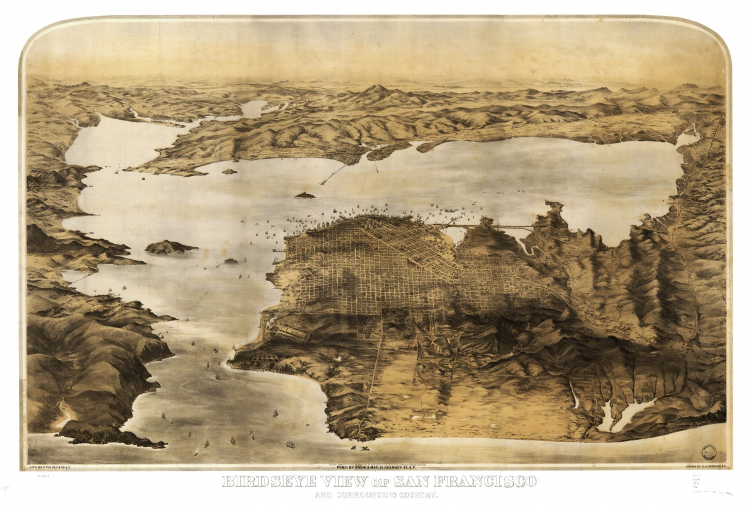 Vintage Map of San Francisco, California 1876